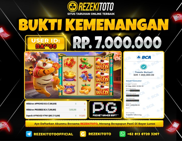 BUKTI KEMENANGAN 21 SEPTEMBER 2025 FORTUNE TIGER 7 JUTA 