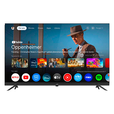Televisor JVC 65 pulgadas QLED 4K UHD con diseño frameless y Google TV