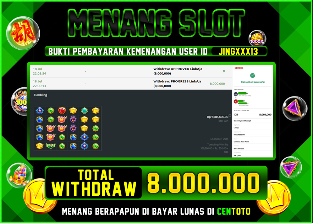 BUKTI JACKPOT LUNAS CENTOTO