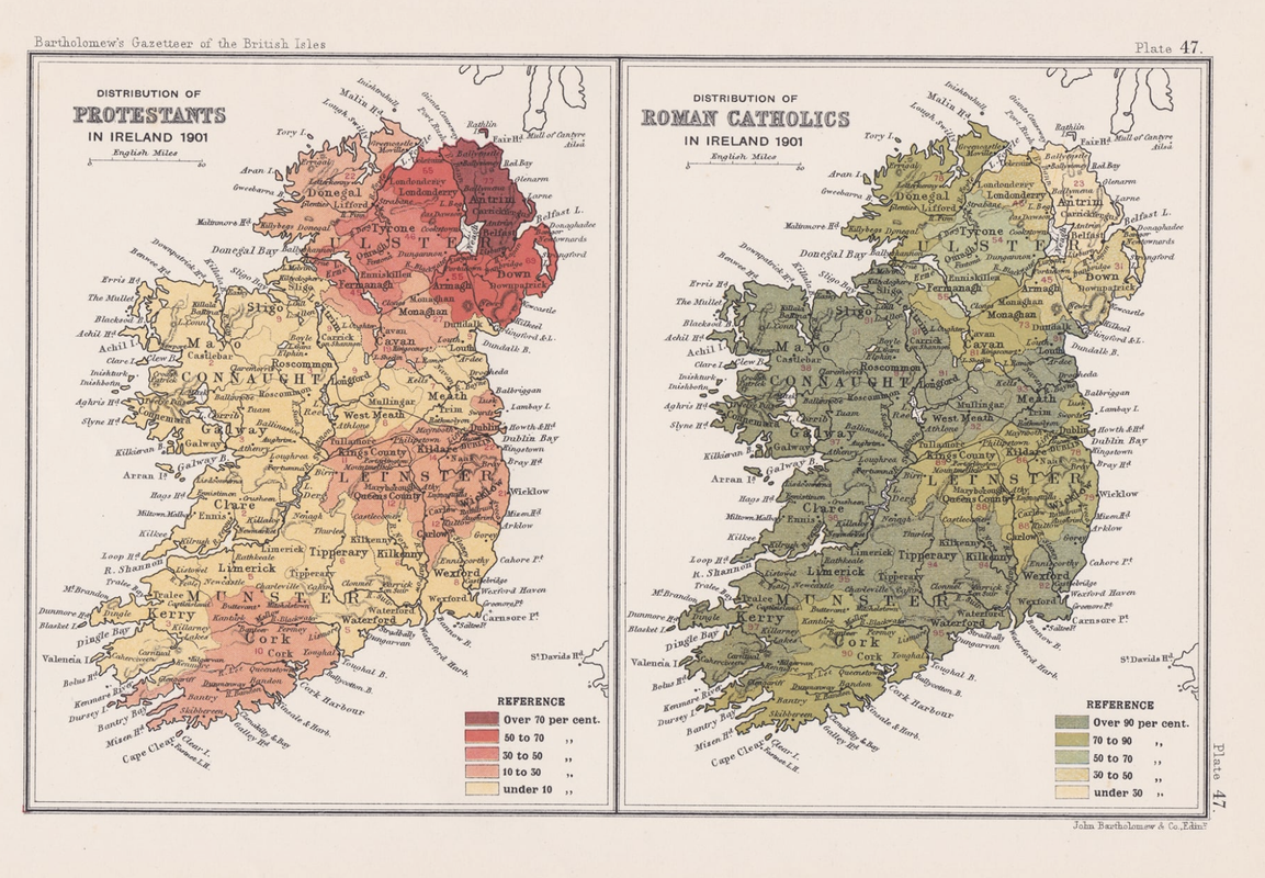 5 Protestant and Roman Catholic - 5 Protestant And Roman Catholic Map Of Ireland In 1901 