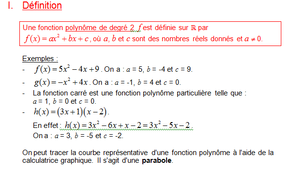 Fonctions polynômes du second degré