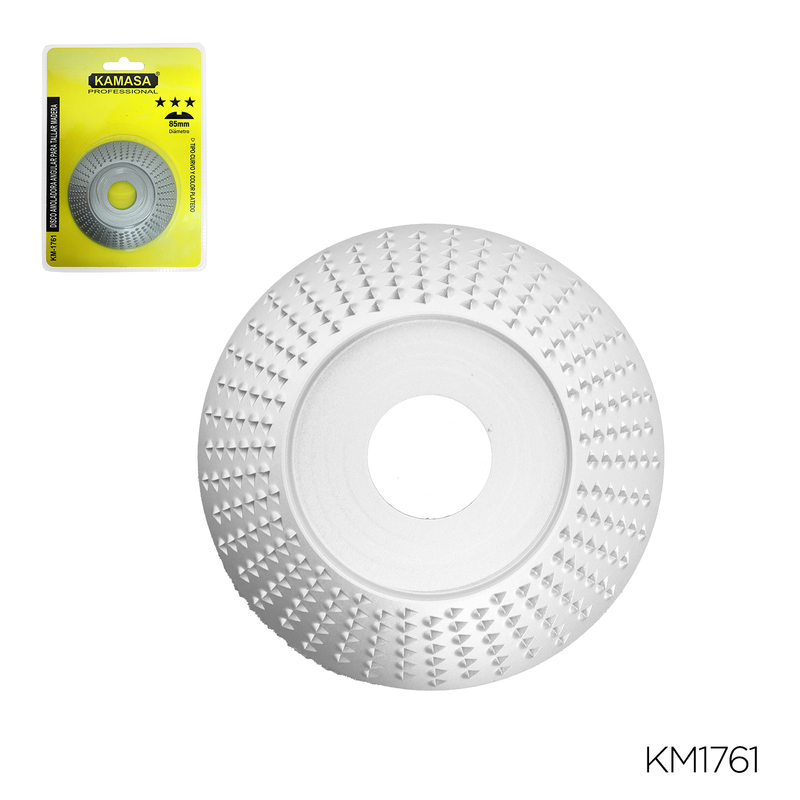 DISCO AMOLADORA ANGULAR PARA TALLA MADERA "KAMASA" 85MM TIPO CURVO Y COLOR PLATEDO
