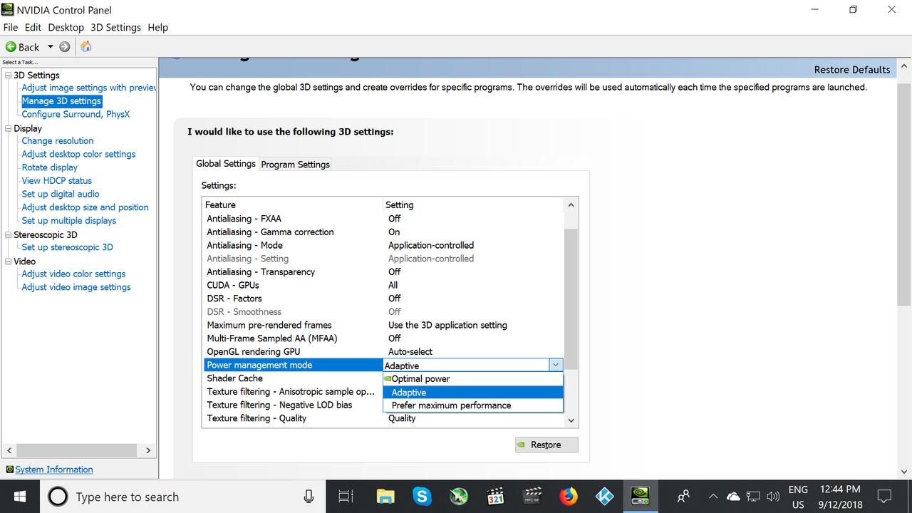 nvidia control panel power management adaptive nvidia control panel power management adaptive
