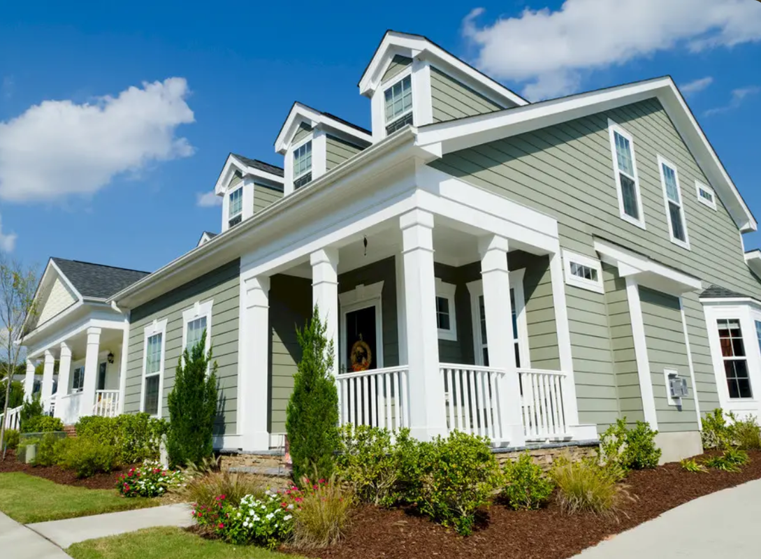 Modern farmhouse with board and batten siding