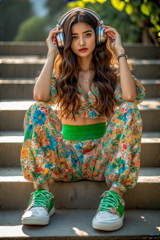 A-young-woman-sits-on-outdoor-4