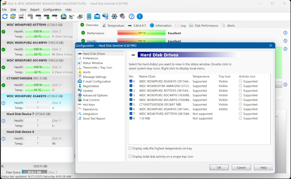 HDS conflict with 4 bay SATA Enclosure - Hard Disk Monitoring