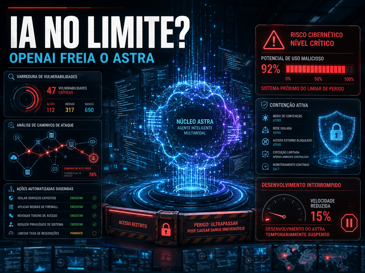 OpenAI freia o Astra após alerta de segurança e o recado é claro: a IA já encostou no limite do ataque autônomo