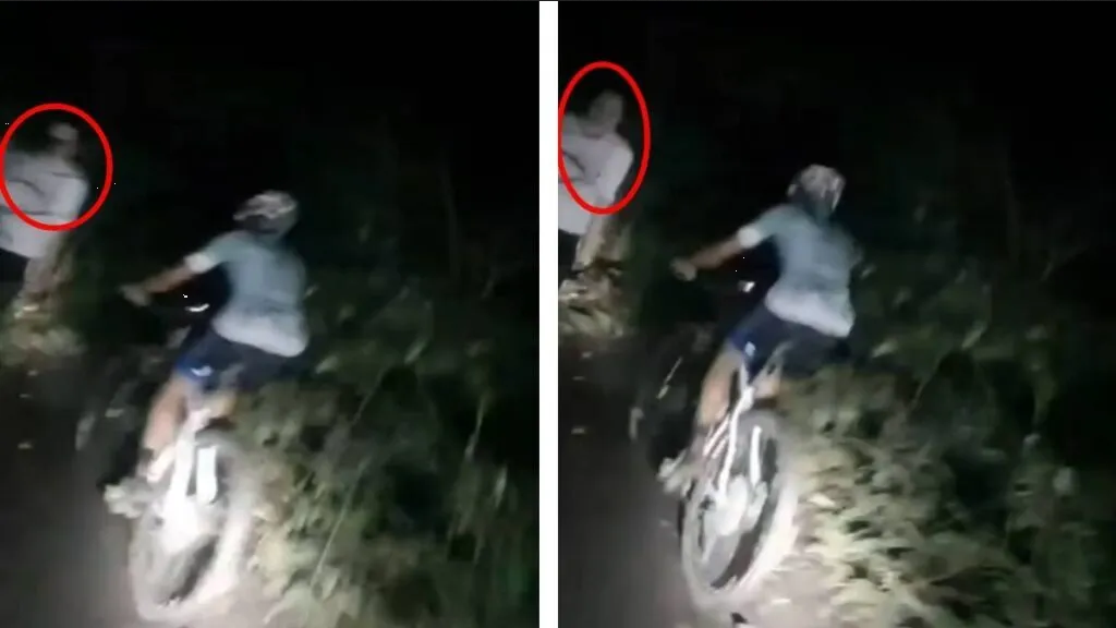 Ciclista se lleva tremendo susto al toparse con la llorona, así fue el momento