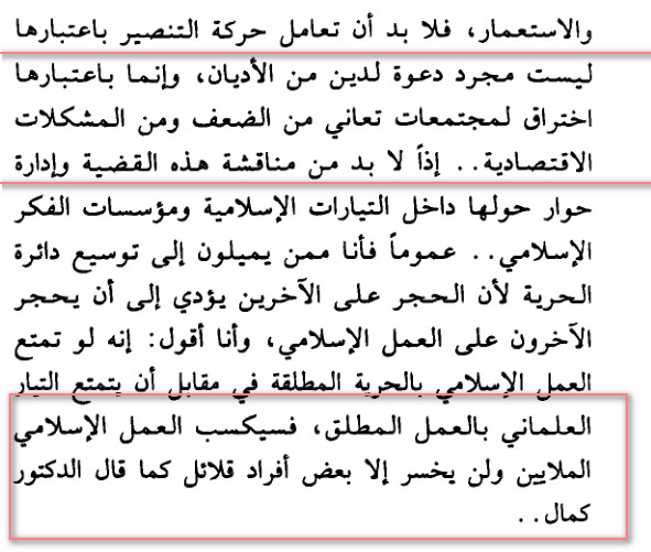 الاسلاميون و الحوار مع العلمانية و الغرب 6