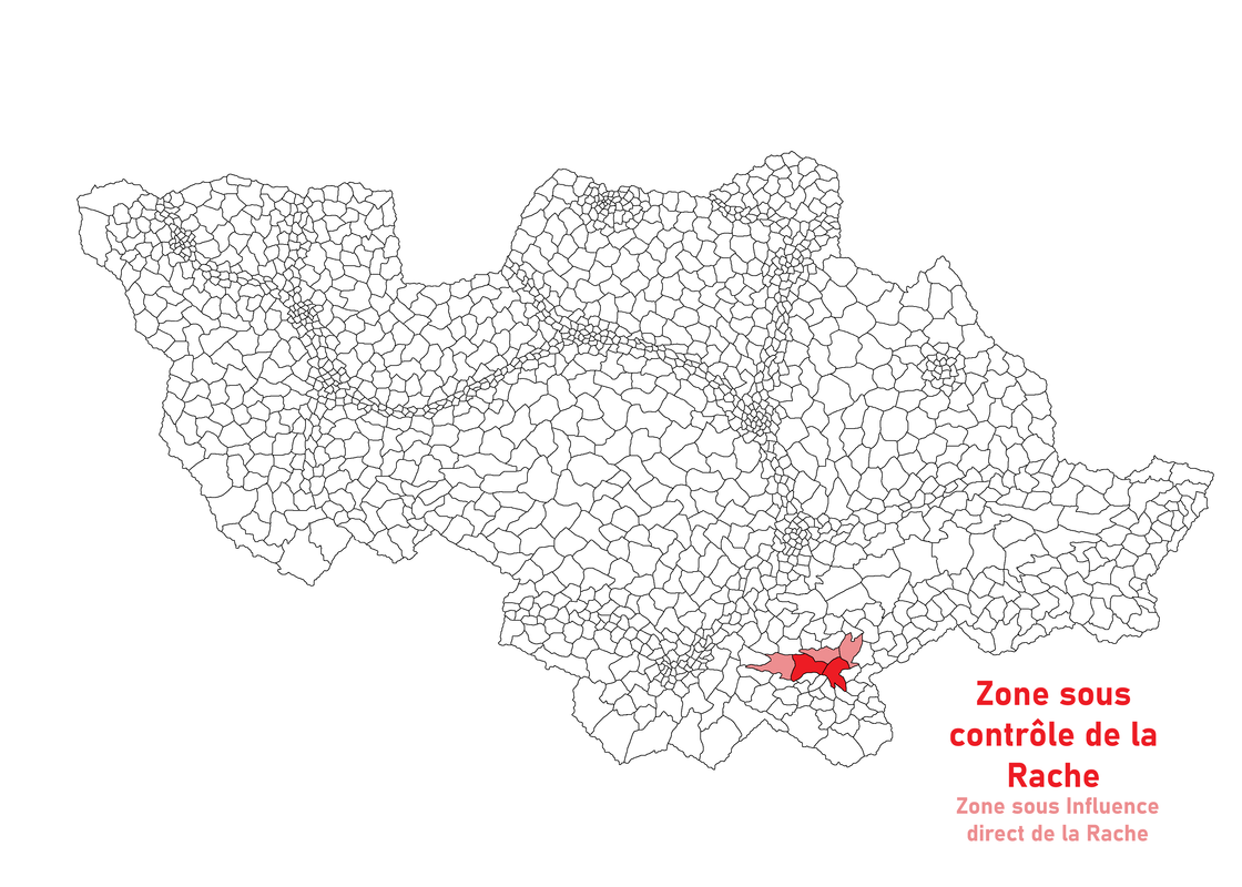 Carte des Zones sous contrôle et/ou influence de la Rache de Kartvélie Carte des Zones sous contrôle et/ou influence de la Rache de Kartvélie