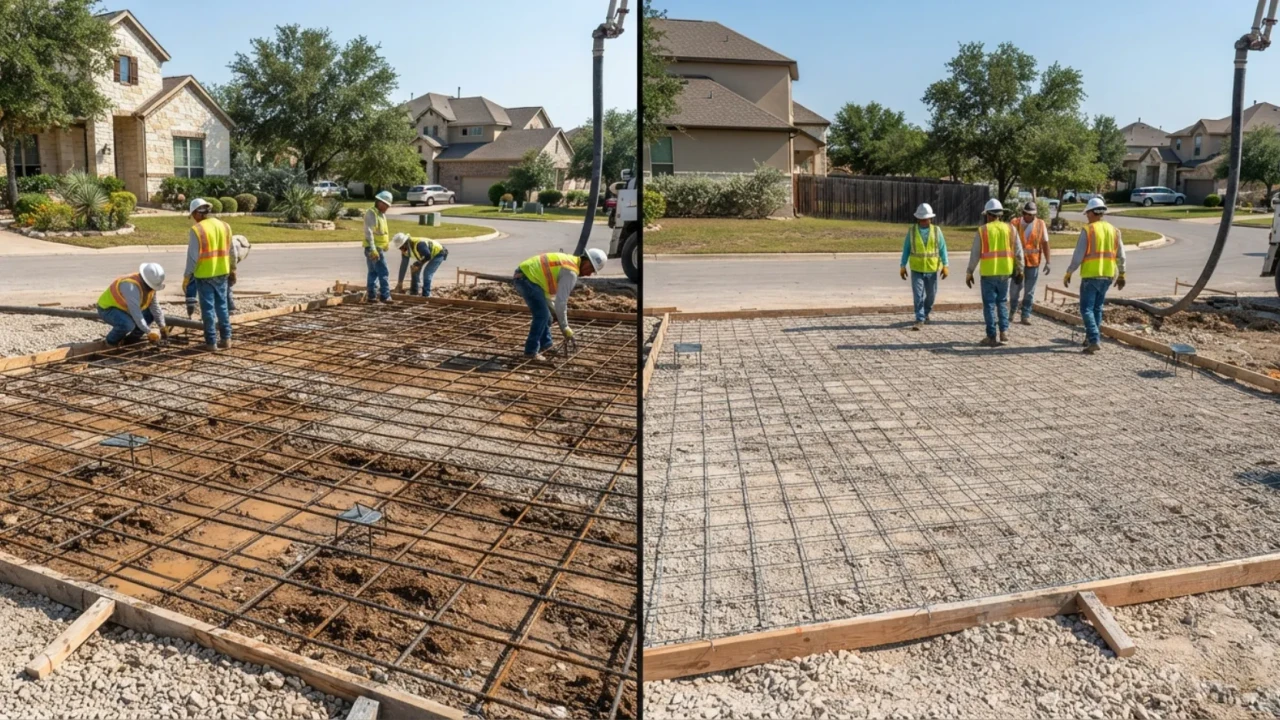 Rebar vs Wire Mesh Concrete Driveway San Antonio