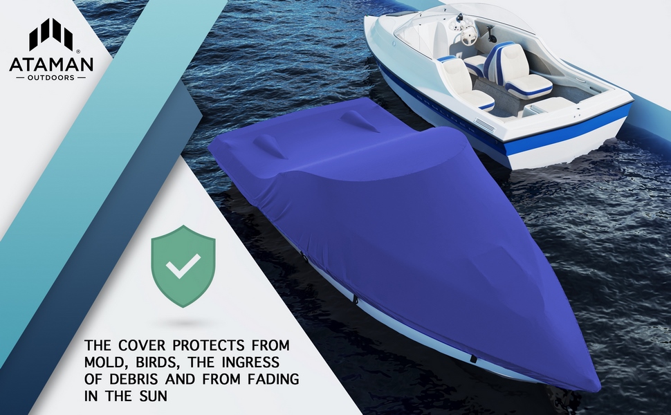 Trailerable 600D Waterproof Boat Cover - 23-24ft - Pacific Blue 5