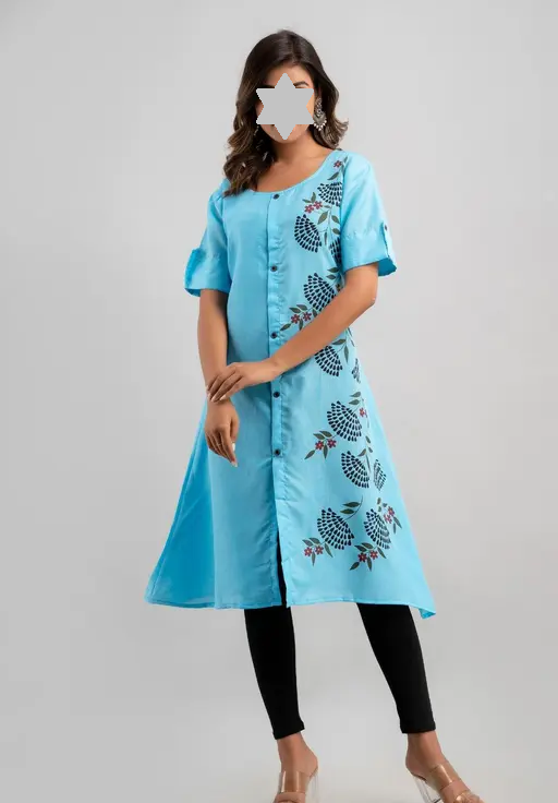 Fashionable Cotton Slub Dijital Print Anarkali Kurti For Women Color 6 (R108)
