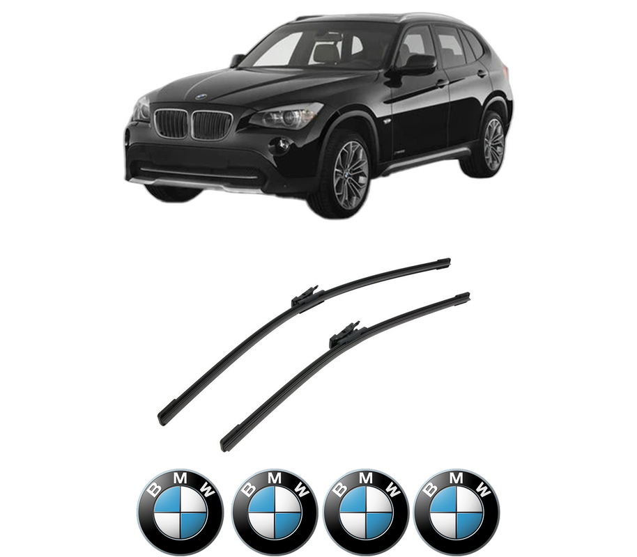 Set stergatoare auto BMW Seria X1 (E84) din 2009-2015, pentru parbriz auto, 2 bucati, Bosch Aerotwin, din cauciuc siliconat rezistent, 4 Stickere Auto BMW Seria