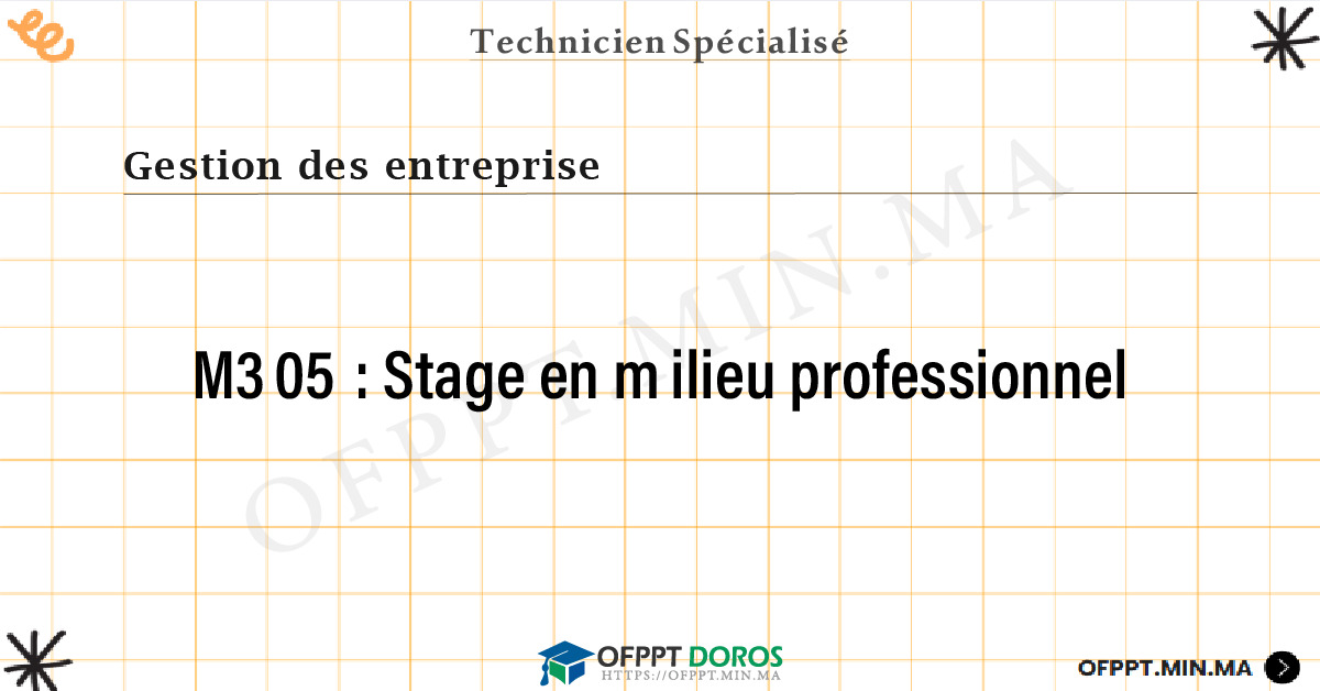 Sommaire détaillé du cours Stage en milieu professionnel M305 OFPPT - Structure du module