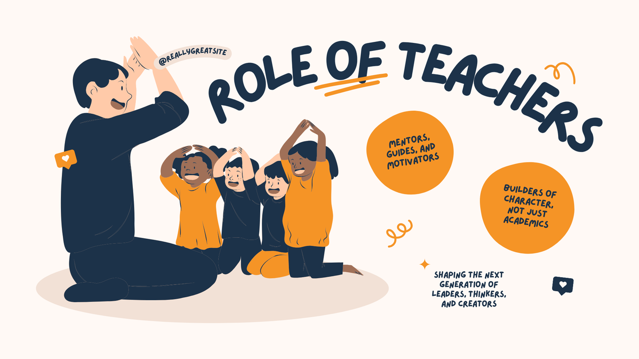 Blue Orange and Cream Illustrated Teacher's Day Presentation