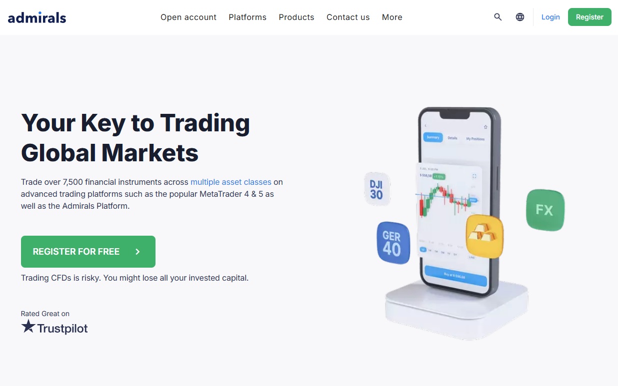 Admirals global markets platform for forex and CFD trading.