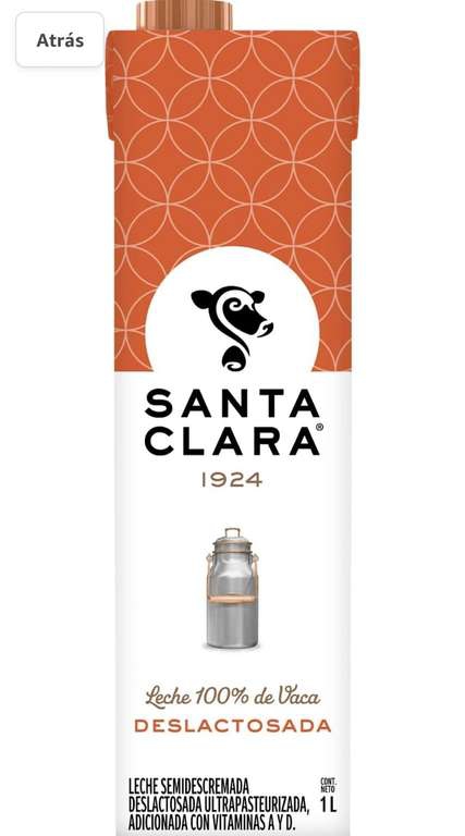 Amazon: Santa Clara - Leche Deslactosada, 12 Pack de 1 L (Ahorra y cancela) 
