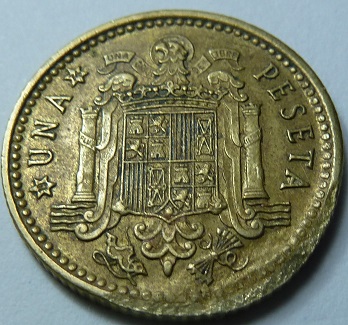 Peseta de Juan Carlos I de 1975. Doble acuñación P1200268