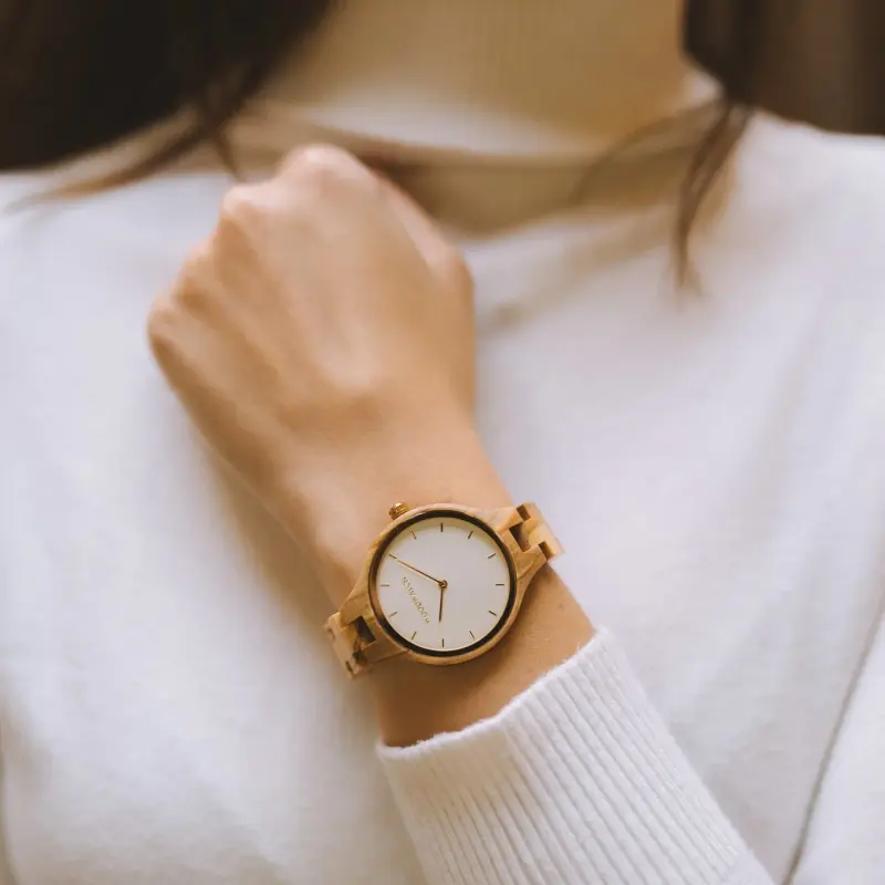 AURORA-Nordic-Sun-wooden-watch-with-European-olive-wood-and-golden-details