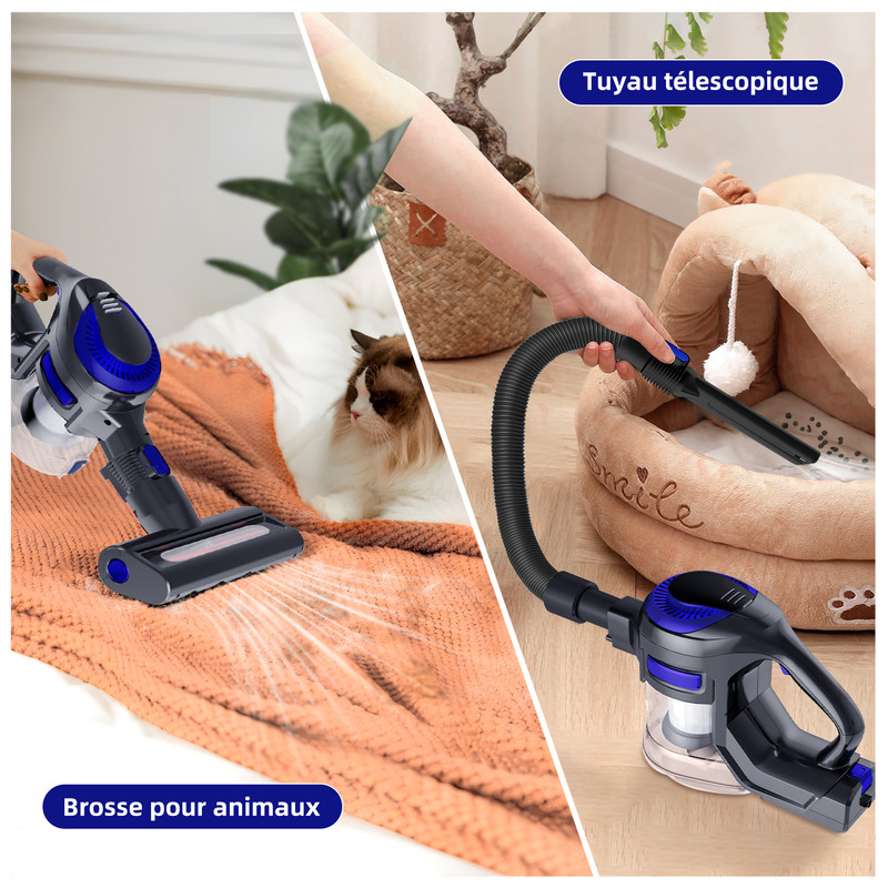 PLAY 2 en 1 Aspirateur Enfant Jouet Set avec des Particules EVA, des Effets d'aspiration et Sonores, Kit Menage pour Enfants 3+ Ans (Blanc