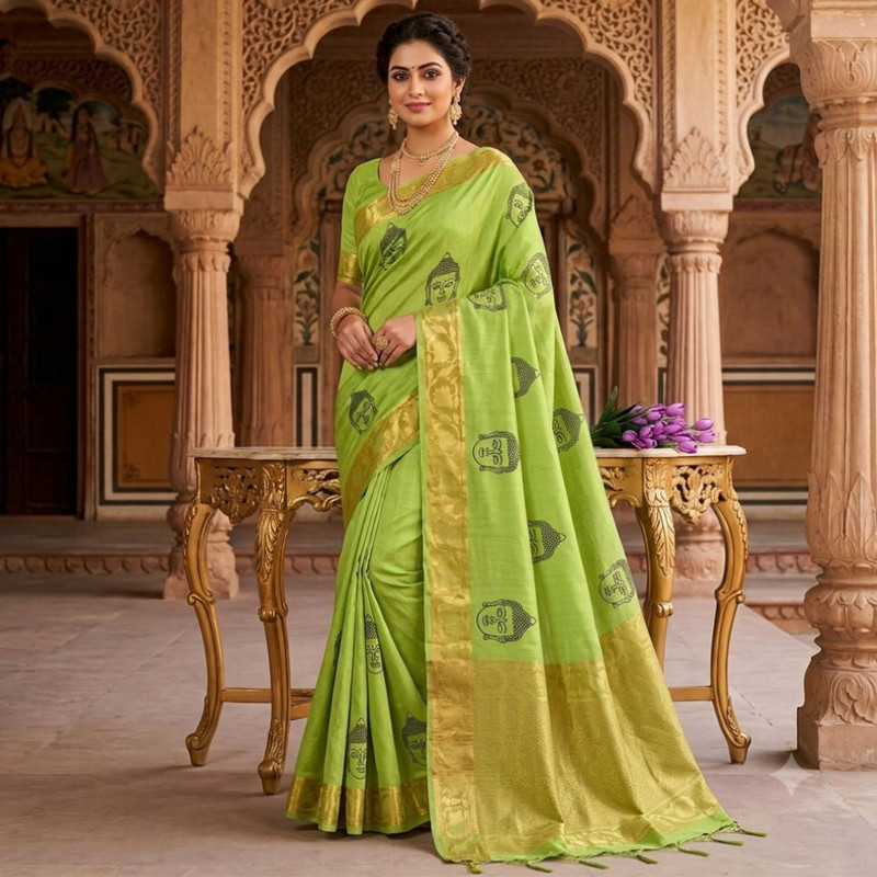 Women's Designer Kota  Slub Silk Saree with Unstitched Blouse Piece