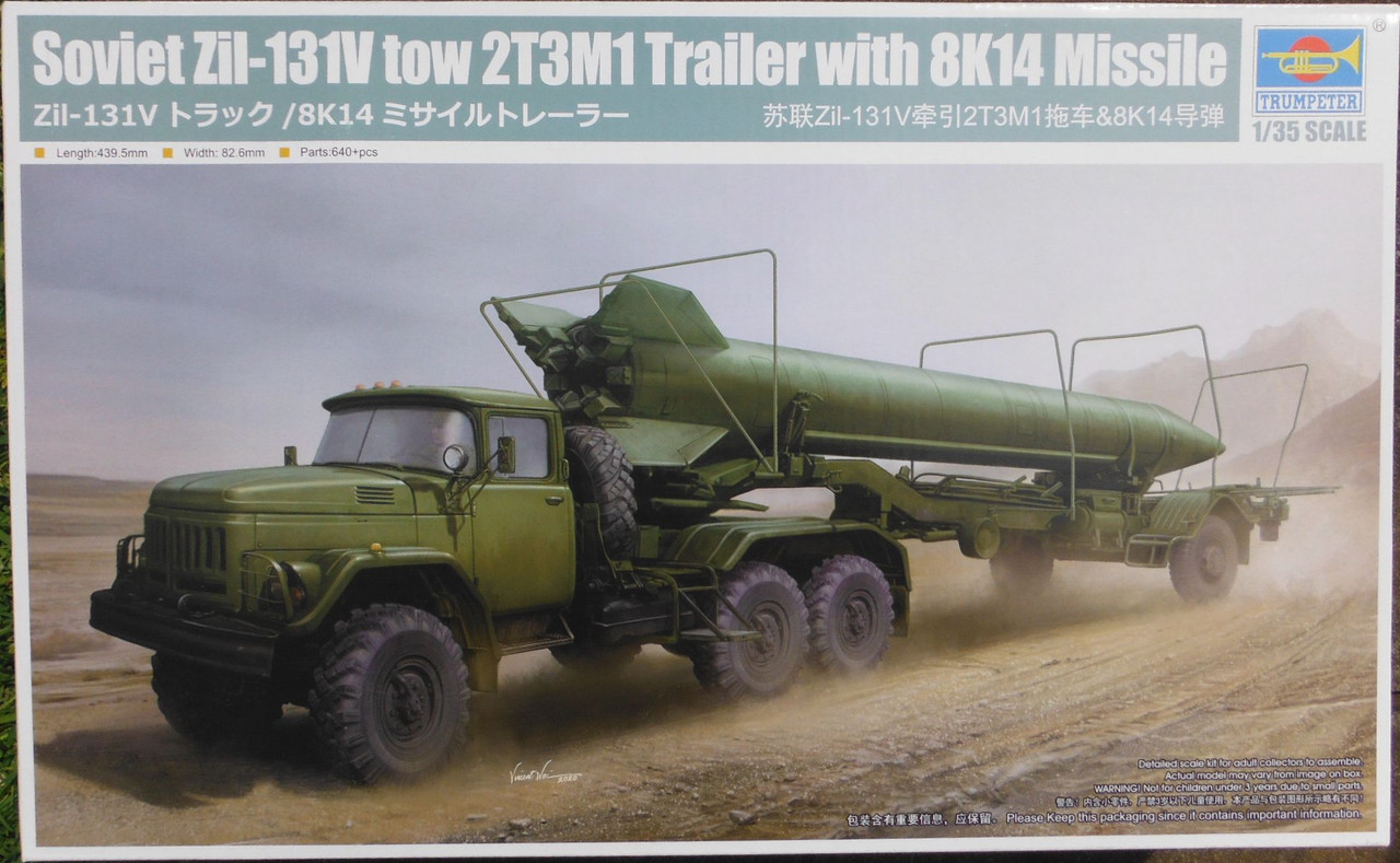Trumpeter 35 Soviet Zil-131V tow 2T3M1 Trailer with 8K14 Missile (01081)