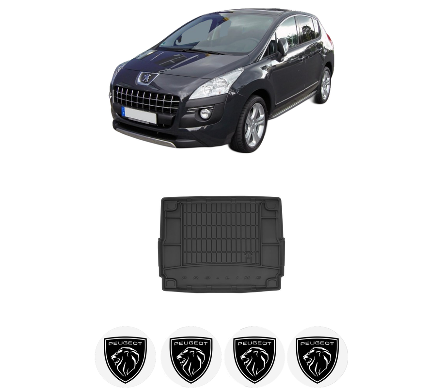 Tavita Portbagaj PEUGEOT 3008 I MPV (0U_) din 2009-2016, Protectie Portbagaj Auto, 4x Stickere auto cu PEUGEOT