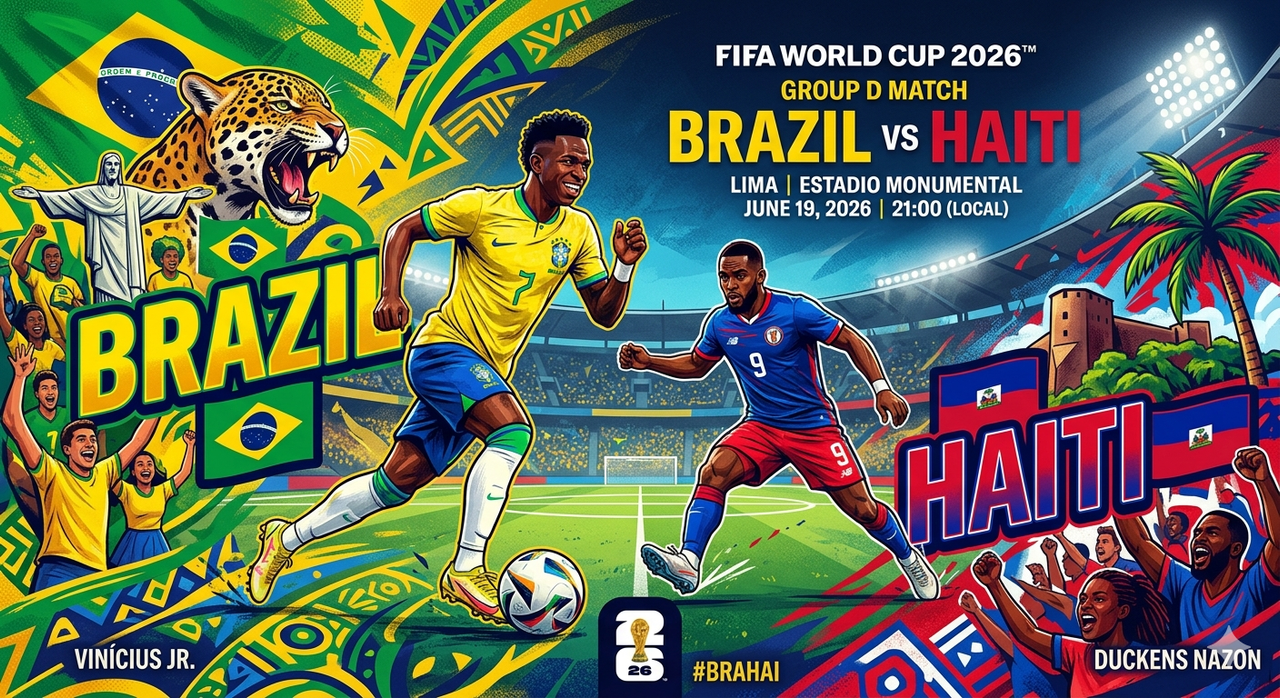 Brazil vs Haiti World Cup 2026 Poster Style