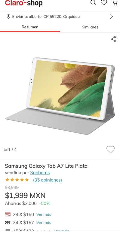 Claro Shop: Tablet Samsung Galaxy Tab A7 Lite 
