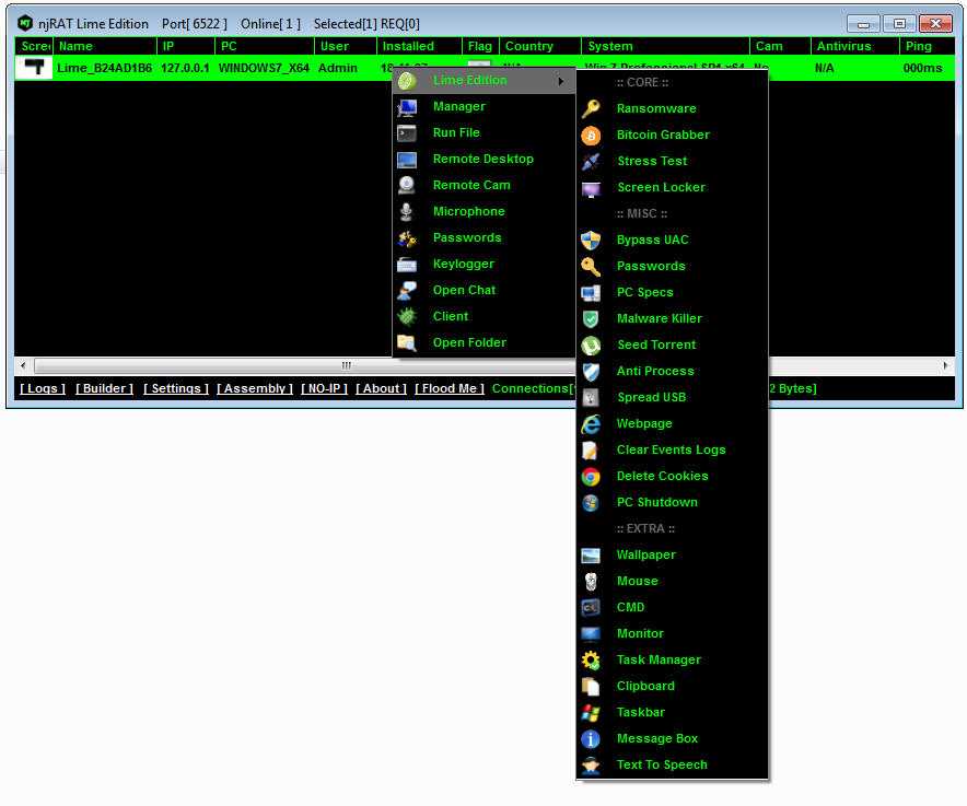 njRAT 0.8.0 LIME EDITION