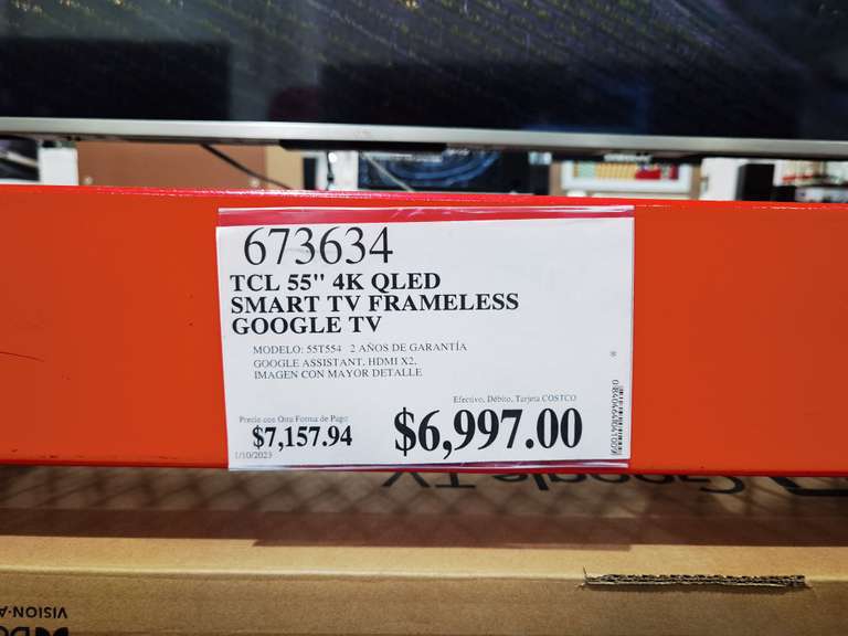 Costco: Pantalla 55 TCL 4K QLED - Puebla 
