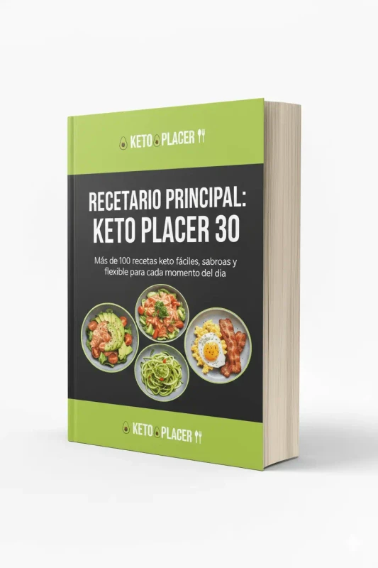 Mockup of the main recipe book 'Keto Placer 30'.