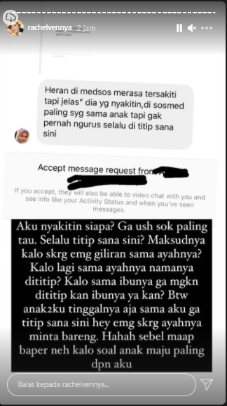 Rachel Vennya bereaksi saat disebut tidak pernah mengurus anak