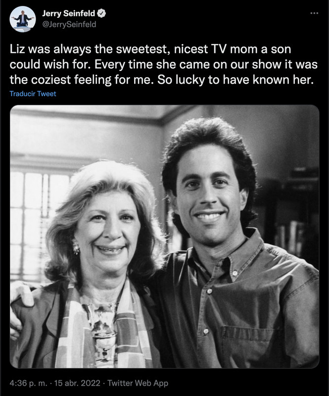 Murió Liz Sheridan, actriz famosa por interpretar a la mamá de Jerry en Seinfeld