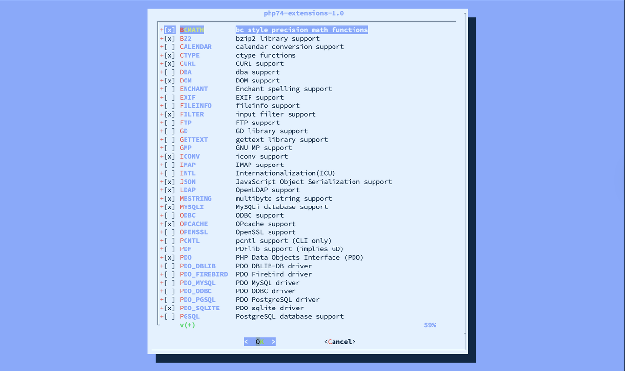 PHP 7.4 Extension List