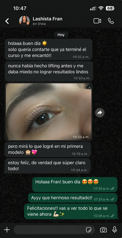 Mensaje de una alumna agradeciendo la formación