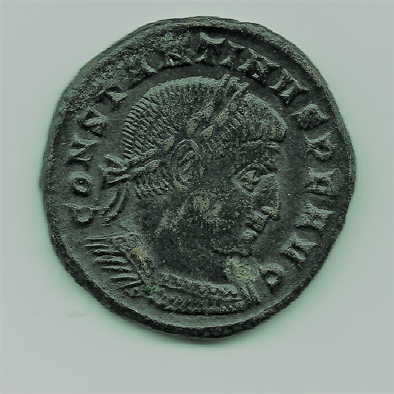 Nummus de Constantino I. SOLI INVICTO COMITI. Ticino 1-2