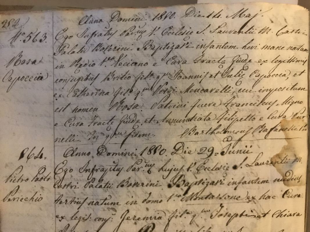 2 FOTO- Iscrizione Battesimo CAPOCCIA Rosa - Fonte Archivio Storico Comune San Venanzo (Tr)-