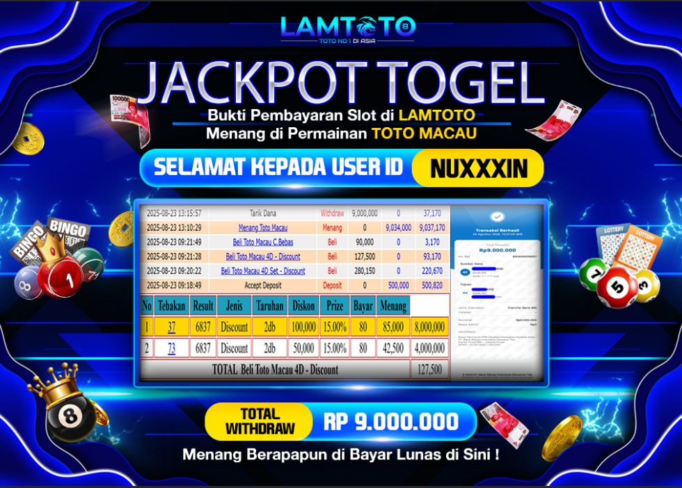 BUKTI JACKPOT LUNAS LAMTOTO