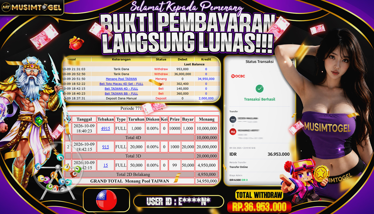 MUSIMTOGEL JP TOGEL 36,953,000 - TOGEL TAIWAN