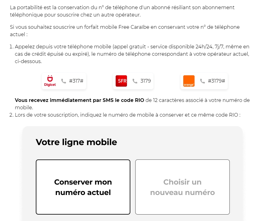 Portabilité FR vers Caraïbes