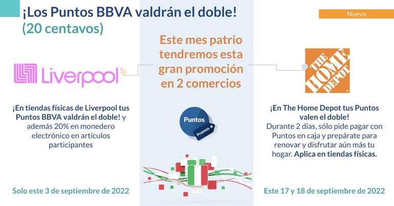 BBVA Bancomer: Puntos BBVA VALEN doble en Home Depot 
