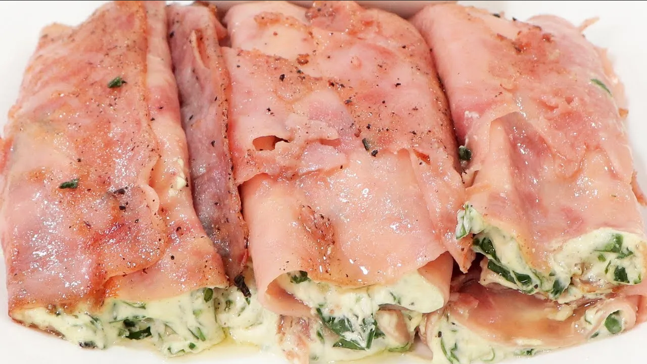 Receta para preparar una cena ligera, rollitos de jamón rellenos con verduras