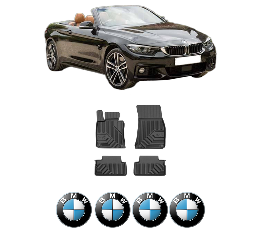 Set covorase presuri BMW Seria 4 Convertible (F33, F83) din 2013-2020, auto, din cauciuc thermoplastic, 4 Stickere auto cu BMW Seria