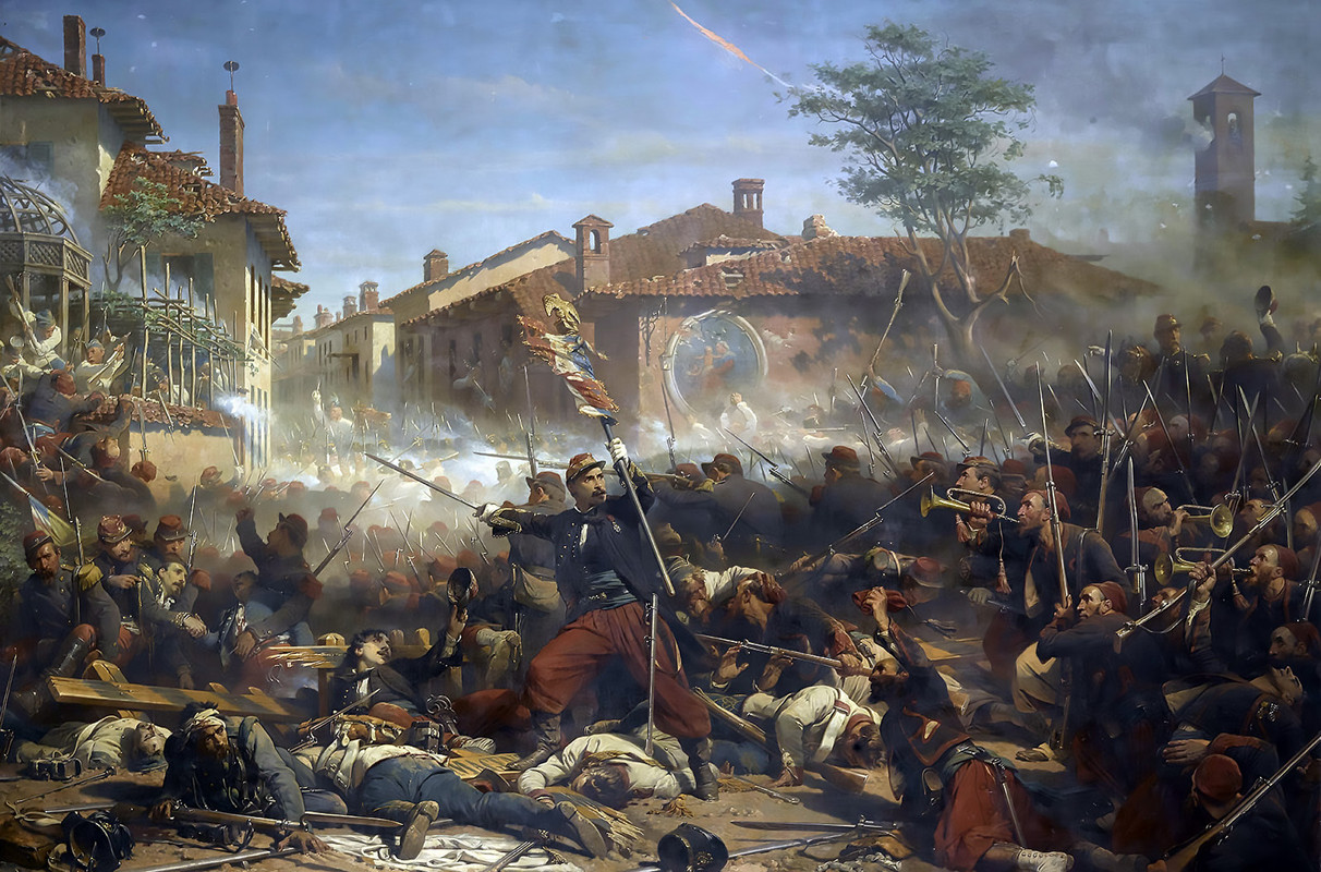 Franco austriaca Magenta Tropas francesas atacan las posiciones austriacas atrincheradas en el puebl