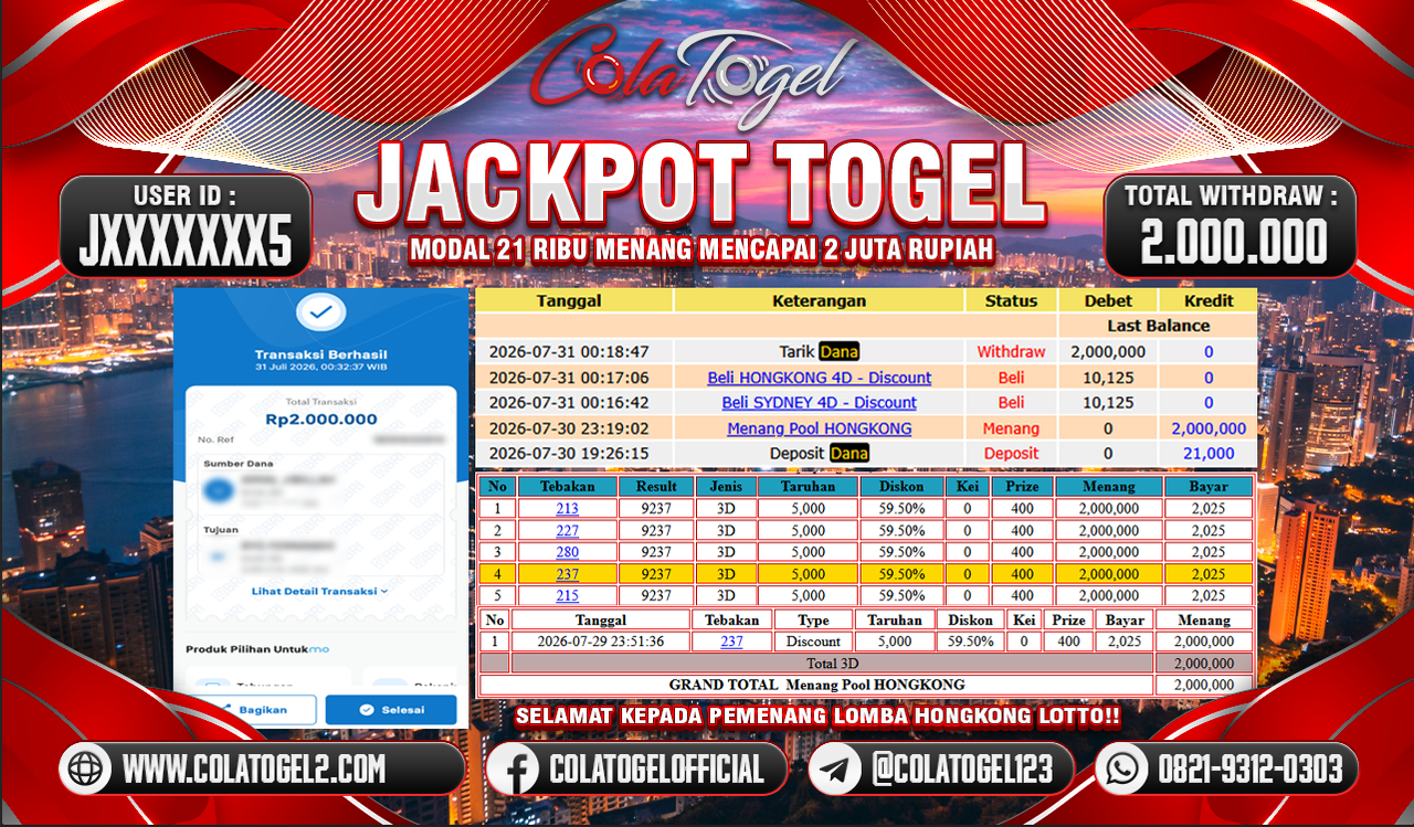 JACKPOT HONGKONG LOTTO!!