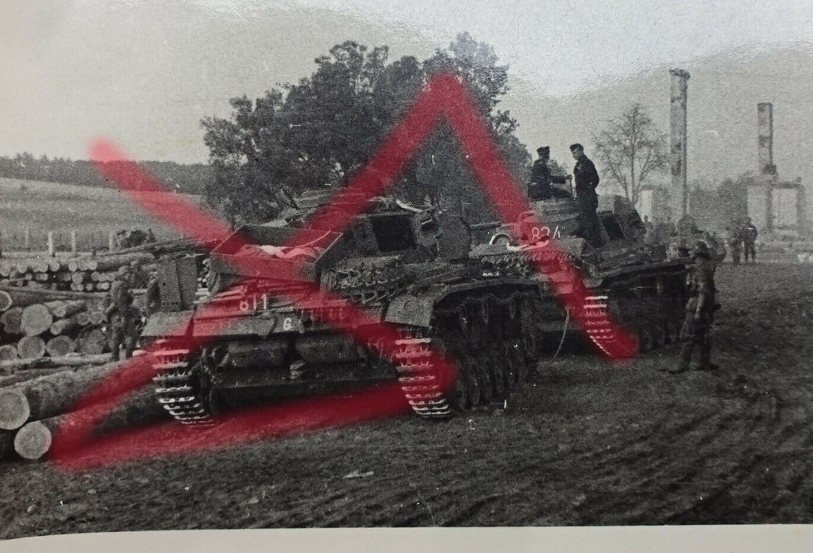 original Foto Panzer III 2 Stück mit Fliegersichtzeichen II.