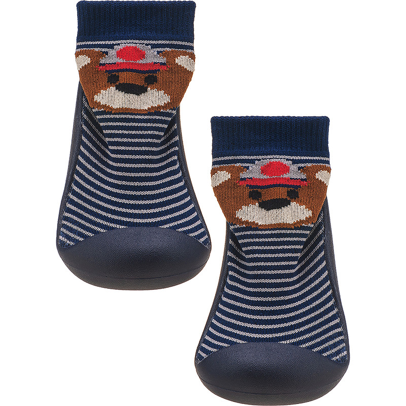 Meia com sola infantil antiderrapante urso miniatura 4