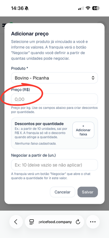 Etapa 6 — gerenciar preços